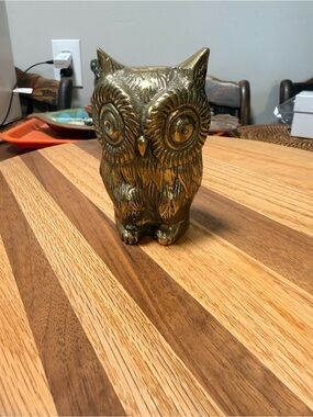 Vintage Brass Owl Paperweight